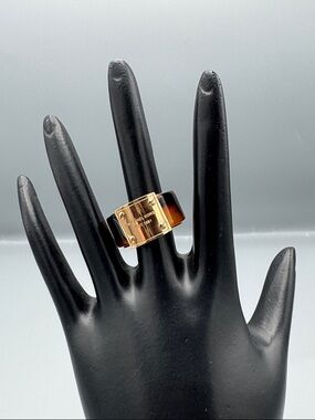 Michael Kors Tortoiseshell Resin Ring with Gold Plate